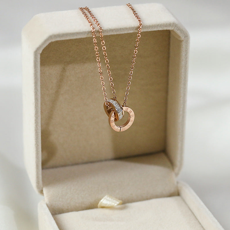 Wholesale Double Ring Roman Script 18K Gold Bracelet